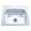 25 X 22 Three Hole 6.5 22 Gauge 1 Bowl Stainless Steel Sink