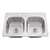 33 X 21 Three Hole 6.5 22 Gauge Double Bowl Stainless Steel Sink