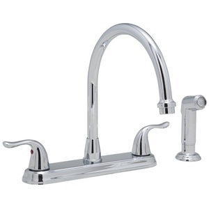 Lead Law Compliant 1.5 GPM 2 Handle Kitchen Faucet With Spray Polished Chrome