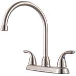 Lead Law Compliant 2 Handle High Arc Kitchen Faucet Less Spray