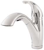 Lead Law Compliant 1 Handle Pullout Kitchen Faucet Parisian Polished Chrome