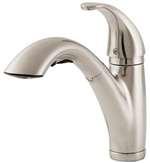 Lead Law Compliant 1 Handle Pullout Kitchen Faucet Parisian Stainless Steel