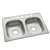 33 X 22 Four Hole Double Bowl Stainless Steel Sink Single Pack *middle