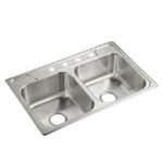 33 X 22 Four Hole Double Bowl Kitchen Sink Stainless Steel Professional