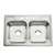 33 X 22 Three Hole Double Bowl Kitchen Sink Stainless Steel Professional