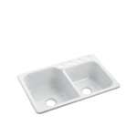 33 X 22 Four Hole Double Bowl Sink White Vikrell