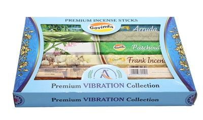 Govinda Premium Vibration Collection Incense Sticks - Variety Set Arruda, White Sage, Patchouli, Frankincense, Sandal Cinnamon, Opium Masala Set