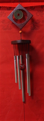 Diamond design wood wind chimes Silver Model 5482