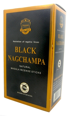 Anand - Black Nagchampa Incense Sticks (15 grams x 12 packs)