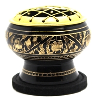 Small Decorated Brass Charcoal Screen Incense Burner