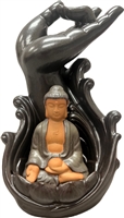 Backflow Cones Ceramic Burner 8" Meditating Buddha and Hands- Model 767727
