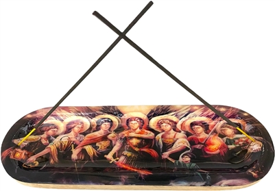 Wooden Handmade Incense Holder Boat Shape, Single - 7 Archangels (#1)