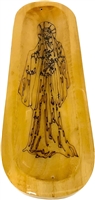 Wooden Handmade Incense Holder Boat Shape, Single - Santa Muerte Etch