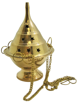 Hanging Brass Censer or Charcoal Burner - Medium 6.5"