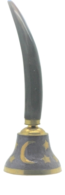 Cow horn bell with moon and star pattern