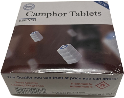 Camphor Tablets 16 oz , Crystalo Brand, Refined Camphor