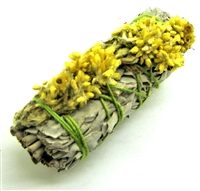 MIX - White Sage with Yellow Mullein Smudge Sticks 4" (Single)