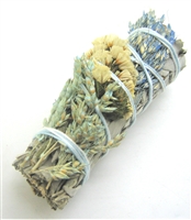 MIX - White Sage with Sudan Azul, Natural Sinuata and Aqua Sinuata   Smudge Sticks 4" (Single)