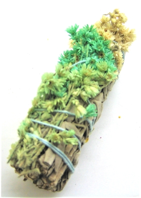 MIX -  White sage with Natural Mullein and Blue Mullein  Smudge Sticks 4" (Single)