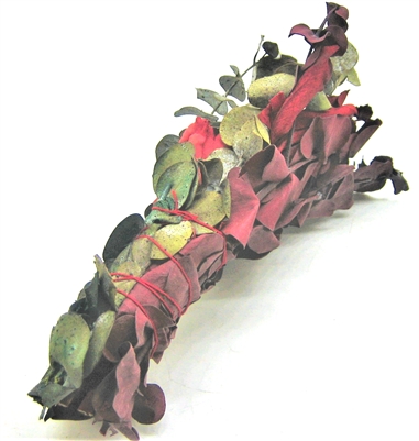 MIX - Green Eucalyptus with Red Eucalyptus and Red Sage Smudge Sticks approximately 6" (Single)