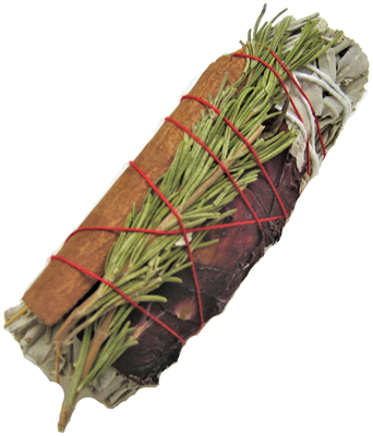 MIX - White Sage with Cinnamon, Rose and Rosemary  Smudge Sticks 4" (Single)
