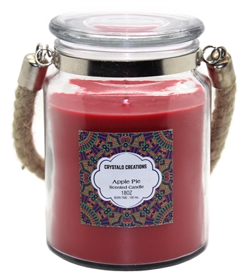 Crystalo Creations Apple Pie Scented Candle with Rope Handle, 18 Ounce