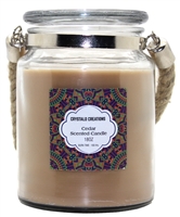 Crystalo Creations Cedar Scented Candle with Rope Handle, 18 Ounce