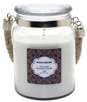 Crystalo Creations Coconut Scented Candle with Rope Handle, 18 Ounce