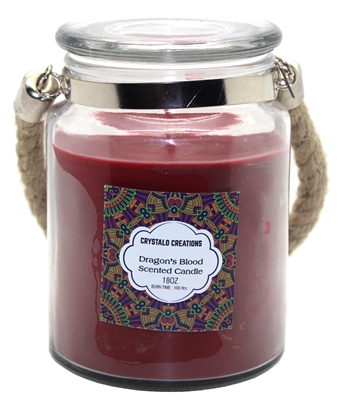 Crystalo Creations Dragon's Blood Scented Candle with Rope Handle, 18 Ounce