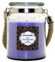 Crystalo Creations Lilac Scented Candle with Rope Handle, 18 Ounce