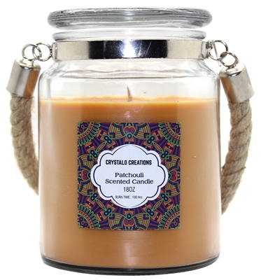 Crystalo Creations Patchouli Scented Candle with Rope Handle, 18 Ounce