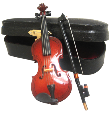 4 inches Mini Violin with Bow and Case (Single)