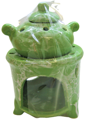 Ceramic Teapot Tealight Oil Burner - Green