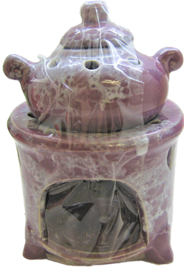 Ceramic Teapot Tealight Oil Burner - Purple