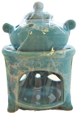 Ceramic Teapot Tealight Oil Burner - Blue