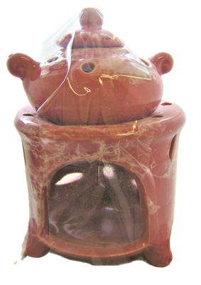 Ceramic Teapot Tealight Oil Burner - Pink