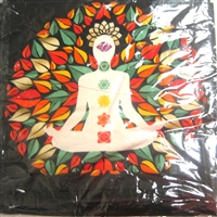 Pillow Cover (5 pieces/pack) - Black Background with Chakra Meditating man  and Floral design