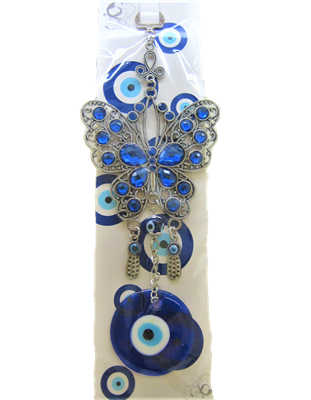 Evil Eye - Decorated Butterfly Amulet with Evil Eye ornament /Charm 9.5"