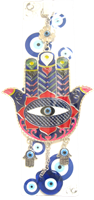 Evil Eye - Large Hamsa (Blue and Red) Evil Eye ornament /Charm 10"