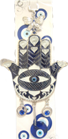 Evil Eye - Large Hamsa (White and Blue) Evil Eye ornament /Charm 10"