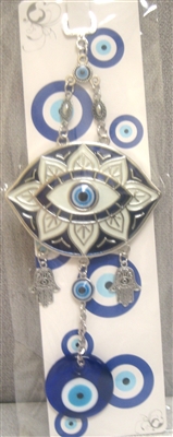 Evil Eye - White Evil Eye ornament with Blue outline/Charm 10"
