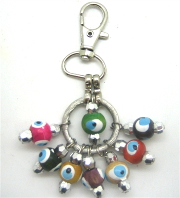 Plastic Multicolor Evil Eye Key Chain - 3''