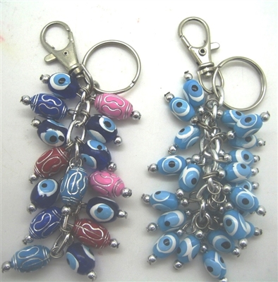 Plastic Colored Evil Eye Key Chain - 4''