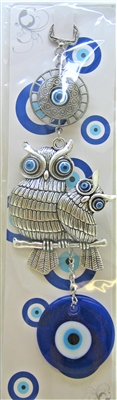 Evil Eye - Two Owls w/ Evil Eye/Charm 8.5"