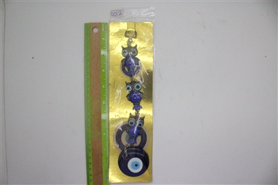 Evil Eye triple owl Pendant/Charm 10" Model EE0012