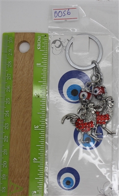 Evil Eye 2 red roosters Pendant/Charm 4" Model EE0056