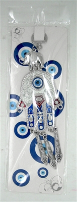 Evil Eye white hamsa w/ elephant Pendant/Charm 8" Model EE0069