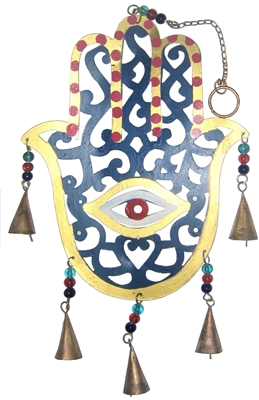 Fatima Hand wrought Iron hanging (painted Hamsa)