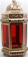 Iron & Glass Moroccan lamp (Red & gold) Model F77