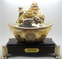 Golden Big Buddha Sitting in a Ingot - 10''